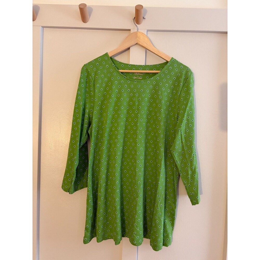 Gudrun Sjoden Green Organic Cotton Modal Geometric Floral Tunic Top Womens Large